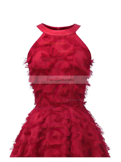 A-line Scoop Neck Tulle Tea-length Short Prom Dresses #Favs020020111281