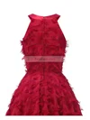 A-line Scoop Neck Tulle Tea-length Short Prom Dresses #Favs020020111281