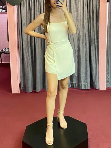 Sheath/Column Square Neckline Chiffon Short/Mini Short Prom Dresses #Favs020020108974