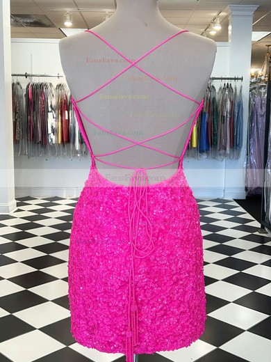 Sheath/Column Scoop Neck Sequined Short/Mini Short Prom Dresses #Favs020020109896