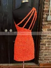 Sheath/Column One Shoulder Sequined Short/Mini Short Prom Dresses #Favs020020109900