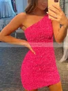Sheath/Column One Shoulder Sequined Short/Mini Short Prom Dresses #Favs020020109900