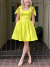 A-line Scoop Neck Satin Knee-length Short Prom Dresses With Pockets #Favs020020110661