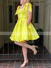 A-line Scoop Neck Satin Knee-length Short Prom Dresses With Pockets #Favs020020110661