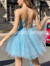 A-line Scoop Neck Glitter Short/Mini Short Prom Dresses #Favs020020108982