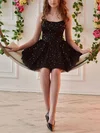 A-line Scoop Neck Tulle Short/Mini Beading Short Prom Dresses #Favs020020108983
