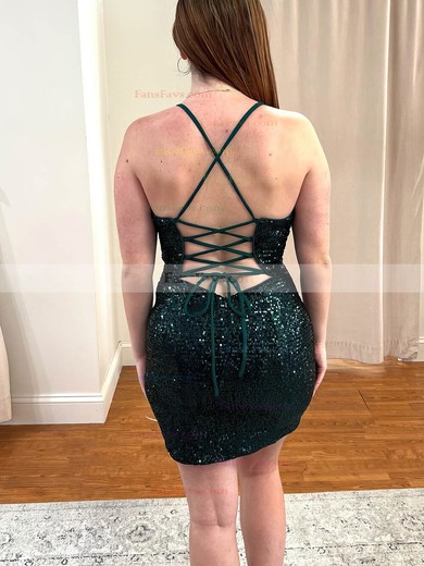 Sheath/Column V-neck Sequined Short/Mini Short Prom Dresses #Favs020020109905