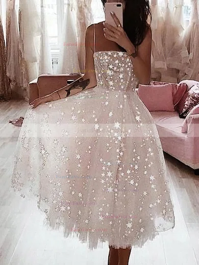 A-line Square Neckline Tulle Ankle-length Bow Short Prom Dresses #Favs020020108986