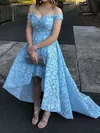 A-line Off-the-shoulder Lace Asymmetrical Short Prom Dresses #Favs020020111298