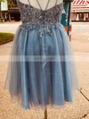 A-line V-neck Tulle Short/Mini Short Prom Dresses With Lace #Favs020020109909