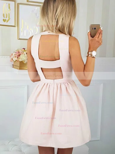 A-line V-neck Satin Short/Mini Short Prom Dresses With Pockets #Favs020020111299