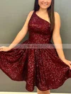 A-line One Shoulder Sequined Short/Mini Short Prom Dresses #Favs020020109910
