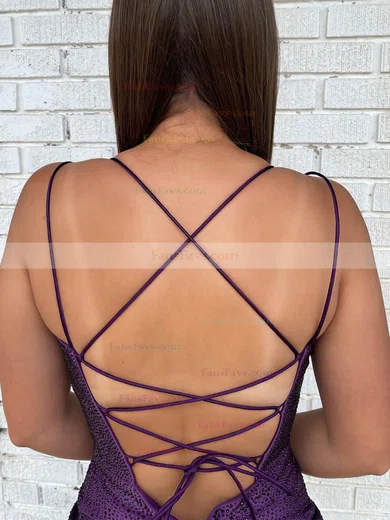 Sheath/Column V-neck Silk-like Satin Short/Mini Short Prom Dresses With Beading #Favs020020109915