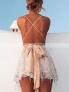 A-line V-neck Tulle Short/Mini Bow Short Prom Dresses #Favs020020108995