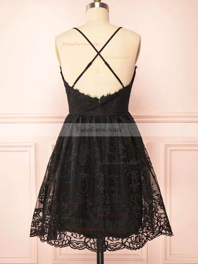 A-line V-neck Lace Short/Mini Short Prom Dresses With Sashes / Ribbons #Favs020020109922