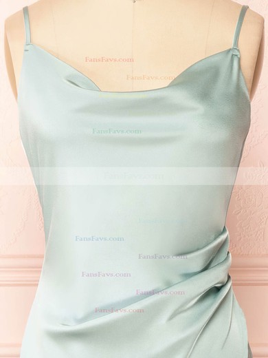 Sheath/Column Cowl Neck Silk-like Satin Tea-length Short Prom Dresses With Ruffles #Favs020020109923