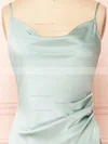 Sheath/Column Cowl Neck Silk-like Satin Tea-length Short Prom Dresses With Ruffles #Favs020020109923