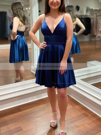 A-line V-neck Silk-like Satin Short/Mini Short Prom Dresses #Favs020020110689