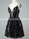 A-line V-neck Sequined Short/Mini Short Prom Dresses #Favs020020109926