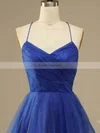A-line V-neck Tulle Short/Mini Short Prom Dresses With Ruffles #Favs020020109927