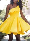 A-line One Shoulder Satin Short/Mini Short Prom Dresses #Favs020020109011