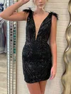 Sheath/Column V-neck Sequined Short/Mini Short Prom Dresses With Feathers / Fur #Favs020020110693