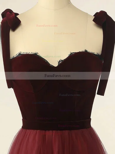 A-line Sweetheart Tulle Tea-length Short Prom Dresses With Bow #Favs020020109933