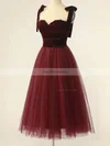 A-line Sweetheart Tulle Tea-length Short Prom Dresses With Bow #Favs020020109933