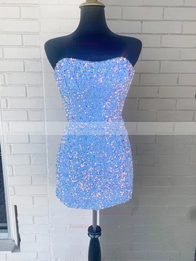 Sheath/Column Strapless Sequined Short/Mini Short Prom Dresses #Favs020020109934