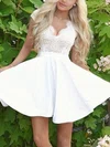 A-line V-neck Lace Silk-like Satin Short/Mini Short Prom Dresses #Favs020020109017