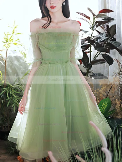 A-line Square Neckline Tulle Knee-length Short Prom Dresses #Favs020020109935