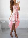 A-line V-neck Lace Asymmetrical Short Prom Dresses #Favs020020109018