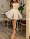A-line Sweetheart Glitter Short/Mini Short Prom Dresses With Appliques Lace #Favs020020111332