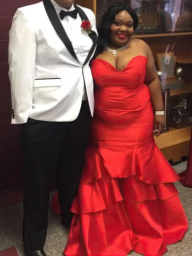 A-line Sweetheart Satin Floor-length Cascading Ruffles prom dress #Favs020106002