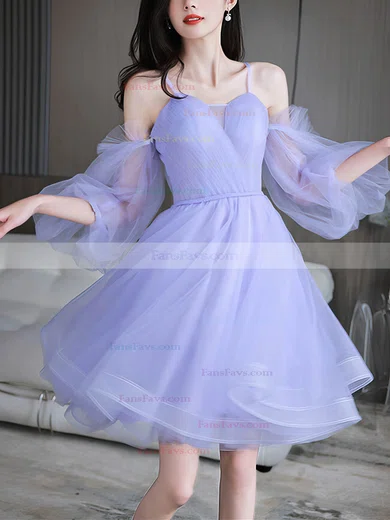 A-line Off-the-shoulder Tulle Short/Mini Short Prom Dresses #Favs020020109936