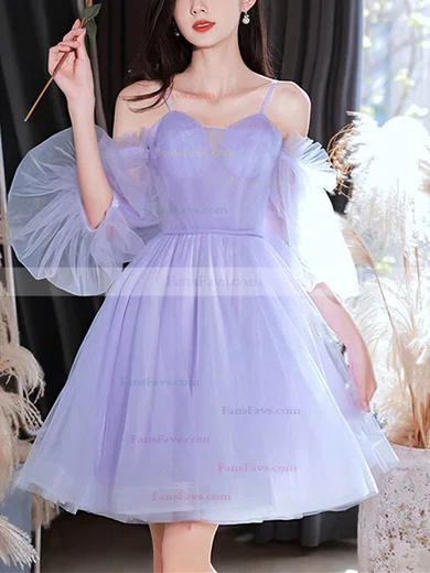 A-line Off-the-shoulder Tulle Short/Mini Short Prom Dresses #Favs020020109936