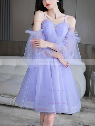 A-line Off-the-shoulder Tulle Short/Mini Short Prom Dresses #Favs020020109936