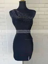 Sheath/Column One Shoulder Silk-like Satin Short/Mini Short Prom Dresses With Split Front #Favs020020110703
