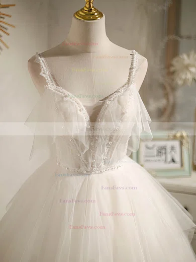 A-line V-neck Tulle Short/Mini Short Prom Dresses With Pearl Detailing #Favs020020109940