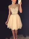 A-line Scoop Neck Tulle Short/Mini Beading Short Prom Dresses #Favs020020109023