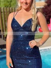 Sheath/Column V-neck Sequined Short/Mini Short Prom Dresses #Favs020020110708