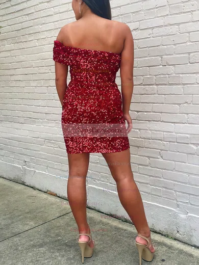 Sheath/Column Off-the-shoulder Sequined Short/Mini Short Prom Dresses #Favs020020110710