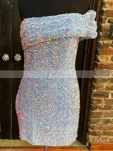 Sheath/Column Off-the-shoulder Sequined Short/Mini Short Prom Dresses #Favs020020110710