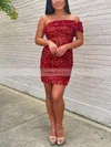 Sheath/Column Off-the-shoulder Sequined Short/Mini Short Prom Dresses #Favs020020110710