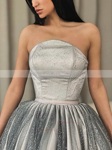 A-line Strapless Glitter Tea-length Short Prom Dresses #Favs020020111344