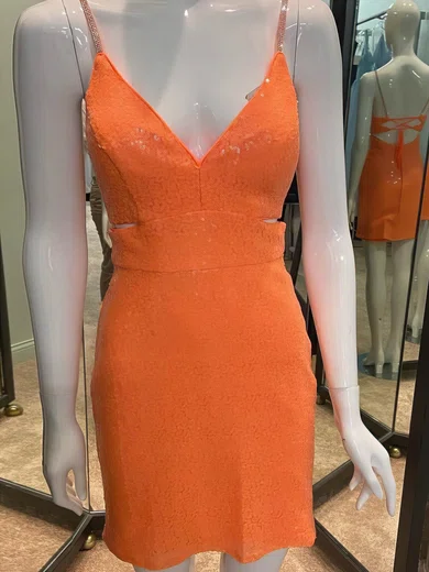 A-line V-neck Sequined Short/Mini Short Prom Dresses #Favs020020109946