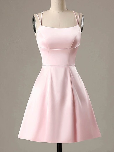A-line Square Neckline Satin Short/Mini Short Prom Dresses #Favs020020111346