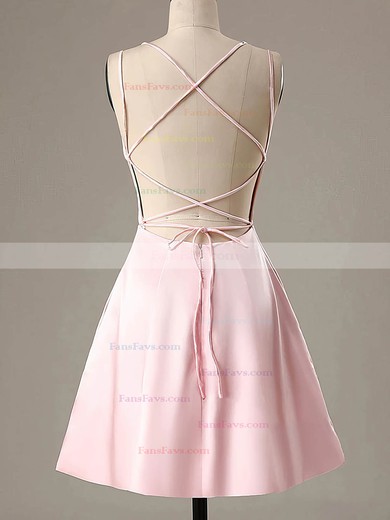 A-line Square Neckline Satin Short/Mini Short Prom Dresses #Favs020020111346
