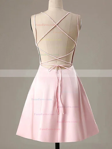 A-line Square Neckline Satin Short/Mini Short Prom Dresses #Favs020020111346