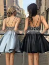 A-line V-neck Silk-like Satin Short/Mini Beading Short Prom Dresses #Favs020020109033